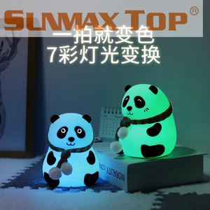 Lampe de chevet en silicone en forme de panda mignon, rechargeable par USB, à intensité variable, pour la chambre des enfants, la crèche - Product Image 5