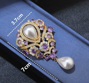 Flower Brooch Crystal Rhinestone Pear Cut Pendant Alloy Gold Plated Women's <b>Wedding</b> Engagement Gift Party Jewelry <b>Accessory</b> - Product Image 4