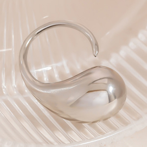 Bague Goutte d'Eau Géométrique en Acier Inoxydable, Ouverte, Minimaliste, Unisexe, Idée Cadeau - Product Image 4