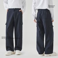Pantalon cargo décontracté urbain pour homme en mélange de coton coupe ample avec taille élastique et jambe droite, confortable et respirant – Collection Printemps/Été 2025
