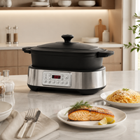 Mijoteuse électrique multifonction intelligente 5,5 L 1250 W, très vendue, avec pot en fonte et pot à ragoût en céramique pour usage domestique