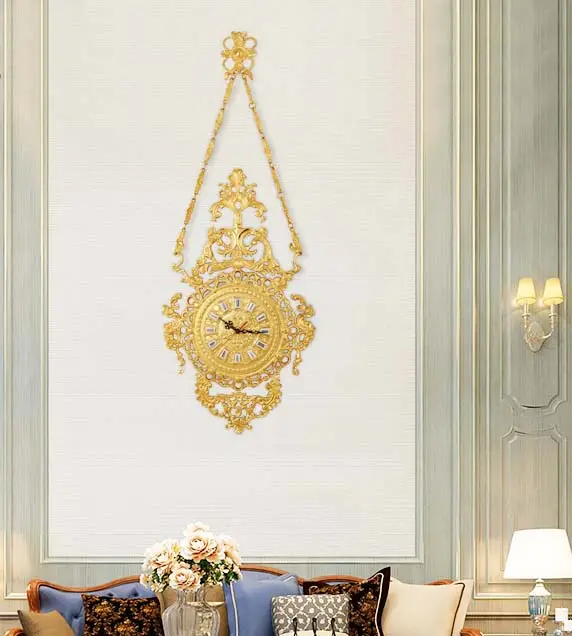 Reloj de pared de latón, cadena colgante directa de fábrica de estilo europeo, simple, a la moda, para sala de estar, decoración del hogar