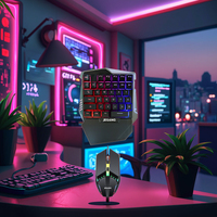 Clavier Jeqang JK-913 4N1 Mini USB à une main avec rétroéclairage RVB Plug and Play pour les jeux PUBG Optique de bureau