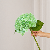 Hydrangea artificielle à toucher réel, tige unique, grande tête, réaliste, pour décoration de mariage et de maison