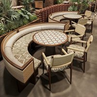 Canapé de restaurant Shanyefeng, table à manger en dalle de roche, mobilier commercial pour barbecue, cuisine du Yunnan, structure en bois PU personnalisée pour extérieur