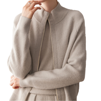 Cardigan en laine et cachemire pour femme, style décontracté, double fermeture éclair, luxe discret, OEM, pour toutes les saisons