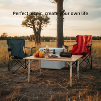 Table de camping pliable portable en bambou, table d'extérieur avec hauteur réglable, table de cuisine légère pour pique-nique, camping-car et voyages