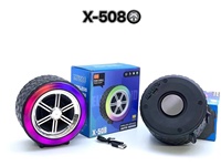 Haut-parleurs sans fil portables Bluetooth en forme de pneu X-508 avec lumière RGB, lecture de carte TF, lecture USB, son stéréo, basses puissantes et radio FM
