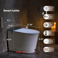 WC intelligent minimaliste avec réservoir intégré, chasse d'eau électrique automatique, siège en céramique, capteur à activation par le pied