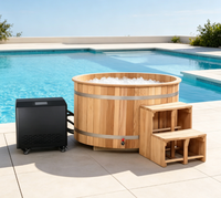 Baignoire de récupération en cèdre rouge anti-corrosion pour extérieur, baril de plongeon froid rond avec refroidisseur d'eau silencieux pour la récupération des athlètes et le spa
