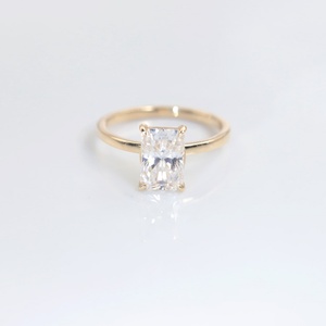 Anillo de Joyería Fina de Oro de 14K con Moissanita Radiante Octogonal con Destellos de Hielo Yu Ying, 4 Puntas, para Mujer, para Boda - Product Image 3