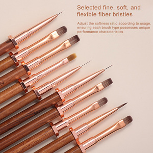 Nylon Hair Nail Art Brush <b>Set</b> with Holder Edge Control Trimming French Large Small Flat Round Oval Gel Liner <b>Paint</b> Nail Brushes - Product Image 3