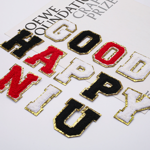 Toptan şönil mektup alfabe yama Glitter Varsity kendinden yapışkanlı numaraları şönil harfler demir üzerinde özel kadife yamalar - Product Image 5