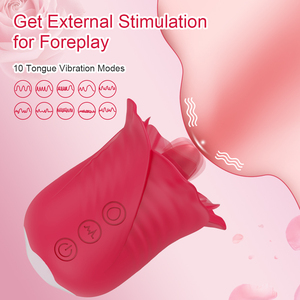 Masturbatore per Lesbiche che Imita il Sesso Orale per Stimolare Clitoride e Punto G, Vibratore a Forma di Rosa - Product Image 5