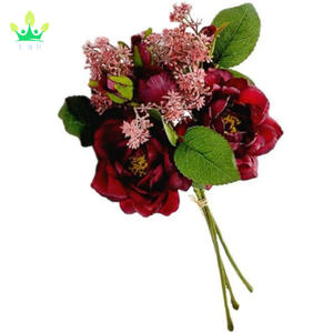 ช่อดอกกุหลาบประดิษฐ์ งานแต่งงาน กุหลาบเบอร์กันดี ช่อดอกไม้เจ้าสาว การจัดดอกไม้ประดิษฐ์ ความงามที่ยาวนาน ความงามที่คงทน แบบสุ่ม - Product Image 4