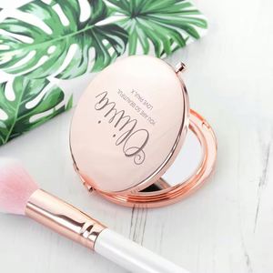 Personalized Mirror Cosmetic Round Rose Gold Pocket Make up Mirror for Bridesmaid Wedding Guest <b>Gifts</b> - Product Image 6