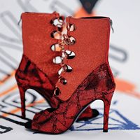 Sexy rubinrote Tanzstiefel mit Schlangenmuster, offener Zehenbereich, Reißverschluss hinten, hoher Absatz, lateinamerikanische Ballsaal-Partyschuhe, Größe 34–46