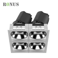Double Tête Réglable Rotatif COB 7W * 3 Spot Down Light Encastré Rectangulaire LED Downlight