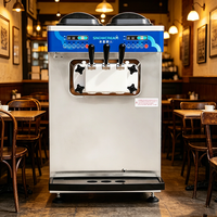 Machine à crème glacée commerciale automatique 3 saveurs, à poser sur comptoir, avec pasteurisation