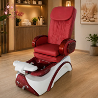 Fauteuil de pédicure électrique de luxe rose avec base en fibre de verre, pompe de drainage, fauteuil de massage pour les pieds pour salon de manucure