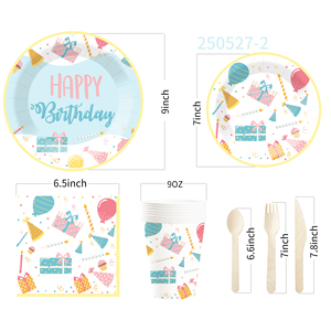 DAMAI Happy Birthday Party Supplies Set with Gift Box Design Includes Happy Birthday Plates Confetti Napkins Disposable Cups - Product Image 6
