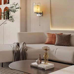 Lámpara de pared minimalista moderna, pantalla de cristal, LED E27, control de interruptor para sala de estar y dormitorio - Product Image 1