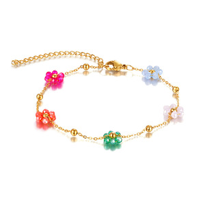 สร้อยข้อมือประดับดอกไม้ลูกปัด |   สร้อยสแตนเลสสตีลชุบทอง 18K PVD |   เครื่องประดับกันน้ำและป้องกันอาการแพ้สำหรับผู้หญิงที่ทันสมัย - Product Image 1