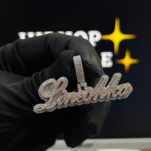 Pendentif personnalisé bicolore 2,2 pouces Or rose Or blanc Moissanite VVS Iced Out Collier Hip Hop Breloque Bijou - Product Image 1