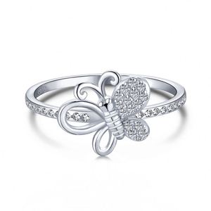Dylam Anniversary Gift Modern Butterflies Fine Jewelry for Women Shiny Korea Personalized S925 <b>Silver</b> <b>Sterling</b> <b>Rings</b> - Product Image 1