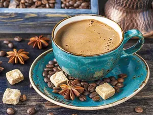 Pittura a olio 3D carta da parati tazza di caffè astratta decorazione murale pittura a olio dipinta a mano su misura - Product Image 2