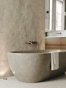 Baignoire élégante en porcelaine émaillée écologique avec surface texturée pour une ambiance de salle de bain moderne rustique-chic et un massage - Product Image 4