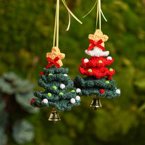 Crocheted Christmas <b>Tree</b> <b>Ornament</b> Hanging Handmade Decor For Christmas Gift Car Decoration Polyester Material <b>Tree</b> Shape - Product Image 2