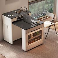 Meuble de salle à manger, table îlot intégrée, table à manger pour usage domestique, extensible et pliable, pour petit appartement, comptoir de bar multifonctionnel