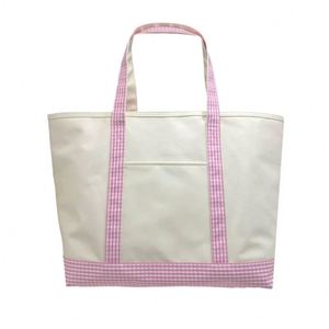 Personalized <b>Tote</b> Bag Canvas Shoulder Bag Custom Logo Gingham <b>Beach</b> <b>Tote</b> Bag for Women - Product Image 2