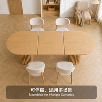 Table à manger convertible peu encombrante, de forme ronde à ovale, construction en bois massif, best-seller