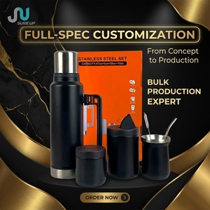 Ensemble cadeau d'entreprise personnalisé et ensemble de yerba maté en acier inoxydable avec thermos, boîtes à thé et gobelets en acier inoxydable - Product Image 1