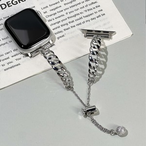 Correa de reloj de metal con cadena cubana gruesa, hebilla deslizante ajustable, decoración de bolas de diamantes de imitación, banda para muñeca para reloj inteligente - Product Image 5