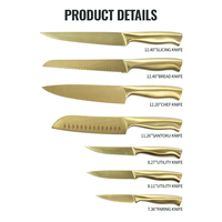 Ensemble de couteaux de chef 7 pièces avec logo personnalisé, pour la maison et le commerce, OEM, couteaux à désosser et Santoku, manche ergonomique, acier inoxydable, ensemble de couteaux de cuisine