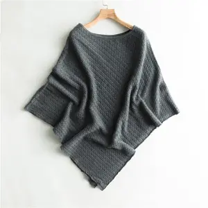 Inner Mongolia Cashmere Poncho Cable Knitted Pure Cashmere Cape Poncho
