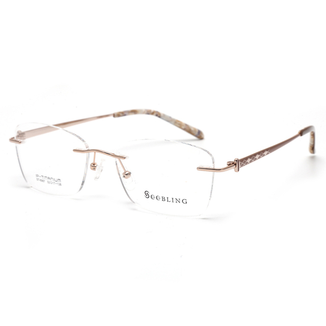 High Quality Rimless Rectangular Eyewear Pure Titanium Women Glasses Optical