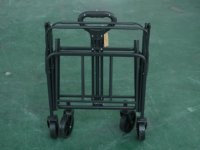 Chariot utilitaire pliable léger pour le camping en plein air, à quatre roues, avec cadre en acier et poignée réglable, pour le rangement dans le jardin et l'utilisation comme armoire.