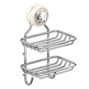 Porte-savon en acier inoxydable avec ventouse, support mural à double couche avec égouttoir pour salle de bain - Product Image 5