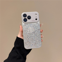 Coques de téléphone tendance en cuir texturé avec paillettes scintillantes pour iPhone 18 Pro Max, compatibles avec les modèles Apple 17 Pro/16/15