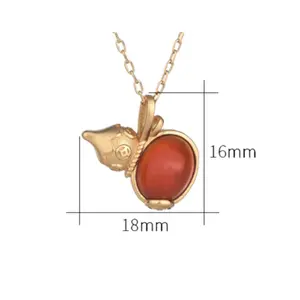 wholesale antique charm copper gourd pendant inlaid with artificial red carnelian necklace for women China manufacturer supplier