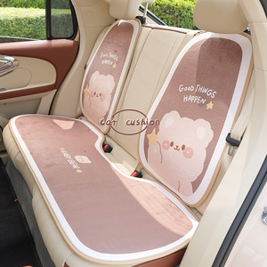 Ensemble de coussins de siège de voiture en peluche, doux et universels, pour l'automne et l'hiver, design décoratif ours, quatre saisons - Product Image 4