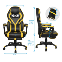 Kursi Gaming Budget Supplier, Kursi Kantor Racing dengan Putaran 360 Derajat °   Kursi Putar dengan Roda Nylon untuk Warnet