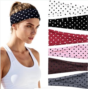 Bandeau élastique à pois, style européen et américain, pliable, turban de sport, anti-transpiration, antidérapant, pour l'été et le fitness - Product Image 1