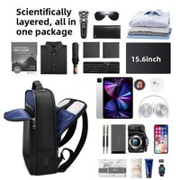 Sac à dos d'affaires pour homme, nouveau style 2024, en nylon Oxford, fermeture éclair, grande capacité, sac pour ordinateur, sangle à coussin d'air, respirant, compatible avec les ordinateurs portables de 16 pouces
