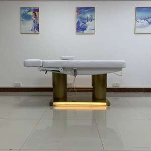 Luxury 4 Motors Massage Bed Gold Base Cosmetic Bed Heating Function Electric Beauty Bed USB Charging Port With <b>Light</b> Decoration - Product Image 2