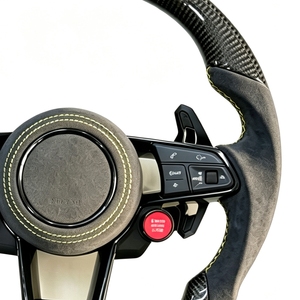 Volant en cuir véritable et fibre de carbone amélioré, style course, pour <span class=keywords><strong>AUDI</strong></span> A3 A4 A5 A6 RS3 RS4 RS5 RS6 S8 Q3 Q5 <span class=keywords><strong>TT</strong></span> R8 - Vente Flash - Product Image 6